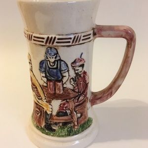 Beer Stein Ceramic Cup Collectible Mug Vintage Relief Bar Maid Tavern Tankard